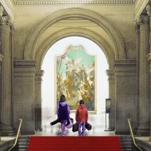 Cover of From The Mixed-up Files of Mrs. Basil E. Frankweiler, with two kids standing at the top of a staircase at the Met
