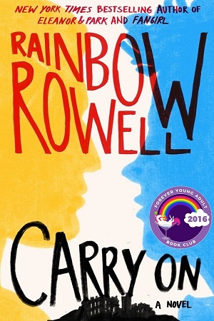 Cover of Carry On, with two profiles (one yellow, one blue) facing off