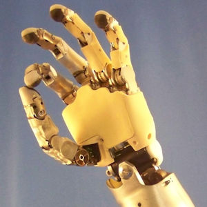 A golden robotic hand