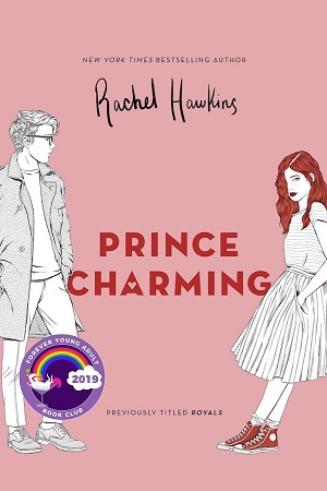 Cover Prince Charming: A pink background with two girl and boy black and white cartoons, the girl has bright red hair.