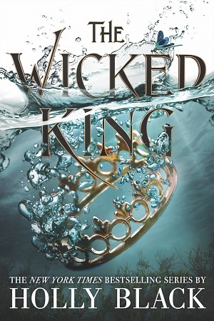 Cover The Wicked King: An ornate crown falling into teal water