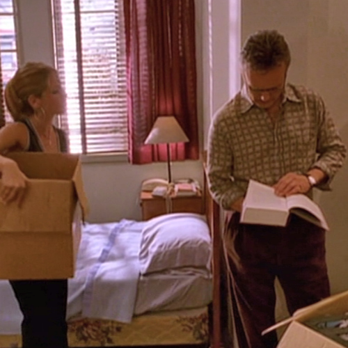 Giles and Buffy helping Tara move in her dorm.