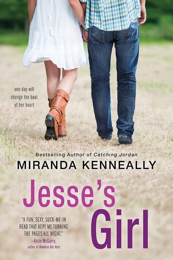 Cover of Jesse's Girl: photo of the bottom halves of a couple (white dress and cowboy boots; checkered shirt and jeans) holding hands and walking on a field