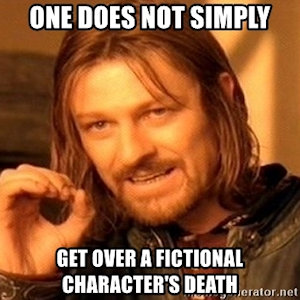 Meme Boromir from Lord of the Rings saying "one does not simply get over a fictional character's death"