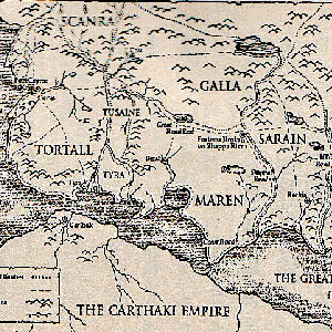 Drawn fantasy map of Tortall