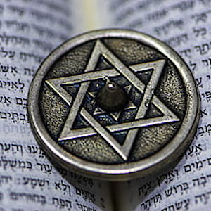 Star of David symbol on a torah
