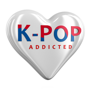A white heart that says "K Pop Addicted"