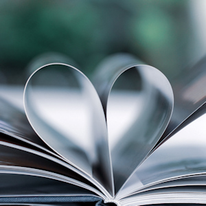 Pages of a book forming a heart.