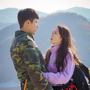 Se-ri holding onto the waist of Jeong-hyeok (Crash Landing on You)