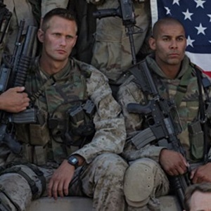 Marines Iceman and Poke sitting in full gear (Generation Kill)