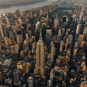 Overhead view of New York City skyline