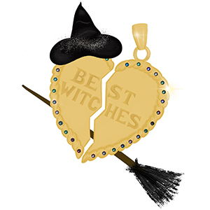 BFF charm with a witch's hat and broom