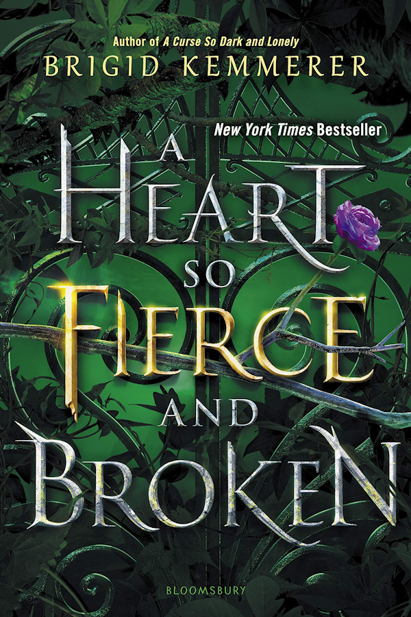 Cover by Heart So Fierce and Broken: A gate in overgrown ivy in a green background with one purple rose blooming.