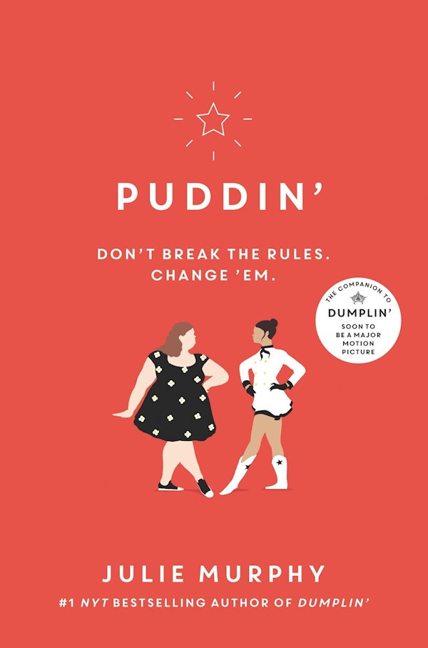 Cover of Puddin: Two girls point their toes at one another on a plain red background.