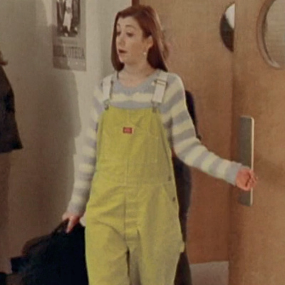 Willow wearing unfortunate yellow overalls.