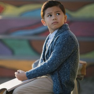 Charles Wallace, the little brother in Wrinkle in Time, looking cute and inquisitive