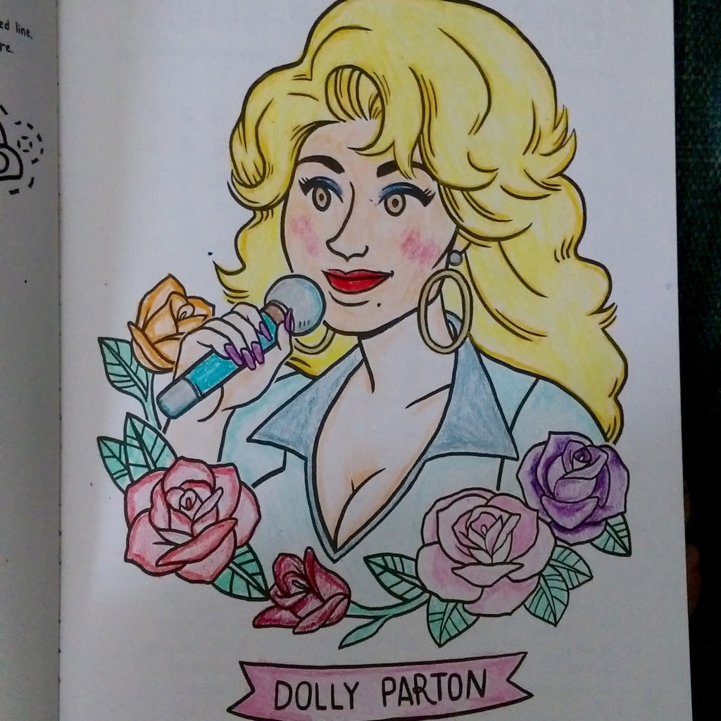 coloring page of dolly parton