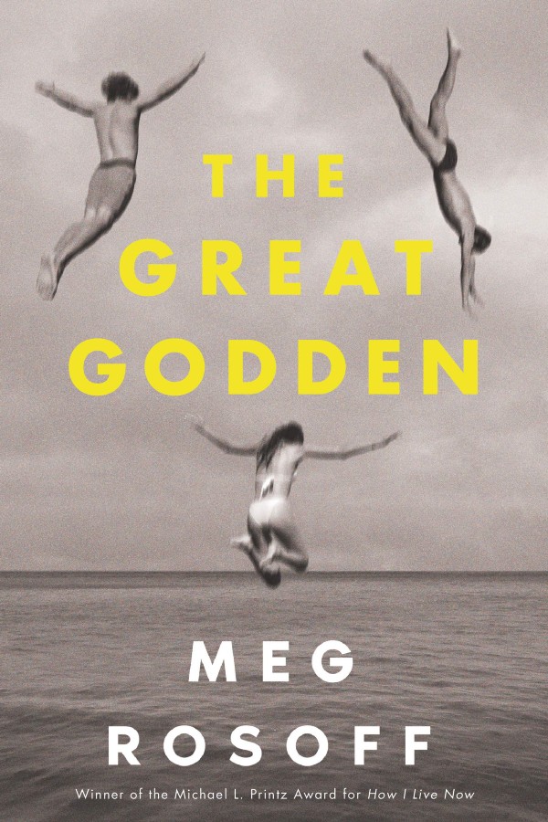 Cover of The Great Godden with two boys and one girl jumping over the ocean