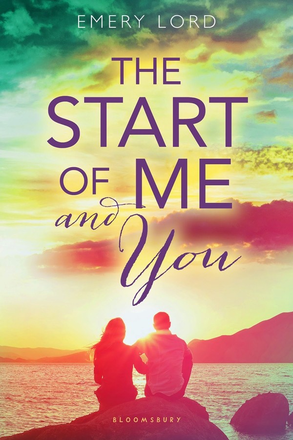 Cover of The Start of Me and You with a boy and a girl sitting together on a rock overlooking the water