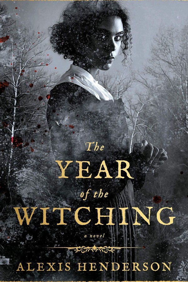 Black and white cover of The Year of the Witching with a Black girl wearing a Puritan-style dress