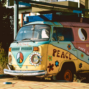 a painted 1970s VW van