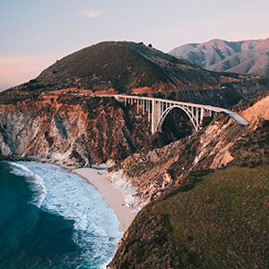 Bridge and mountains on the coast of Big Sur