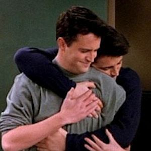 Chandler and Joey from Friends hugging