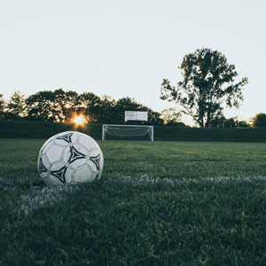 A soccer ball on grass