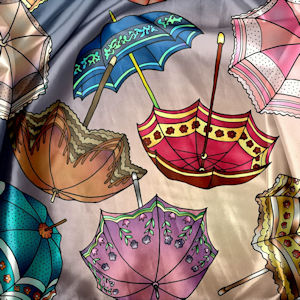 Silk fabric with colorful umbrellas