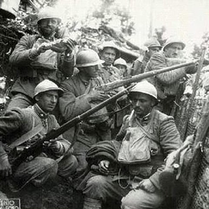 Soldiers in a trench during World War I