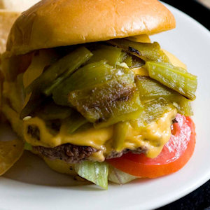 A green chile cheeseburger