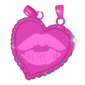 BFF Charm With Benefits - a pink BFF charm with a lipstick kiss