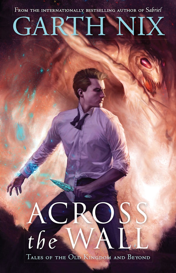 Cover Across the Wall: A boy holding a knife surrounded by fire and a monster in the corner