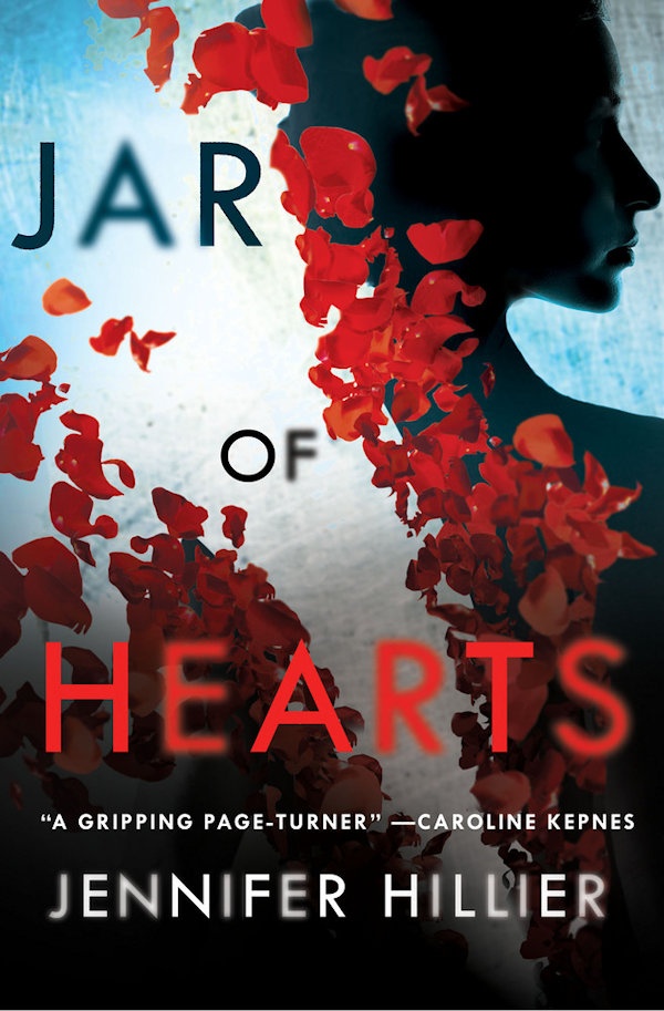 Cover Jar of Hearts: Silhouette of a woman with falling rose petals in the foreground