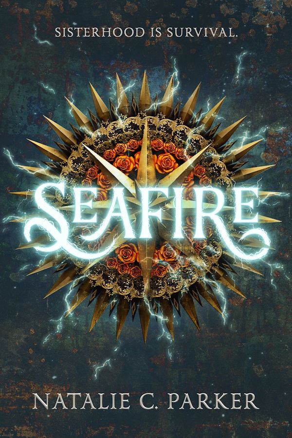 Cover Seafire: A compass shooting electric sparks hovering over the ocean