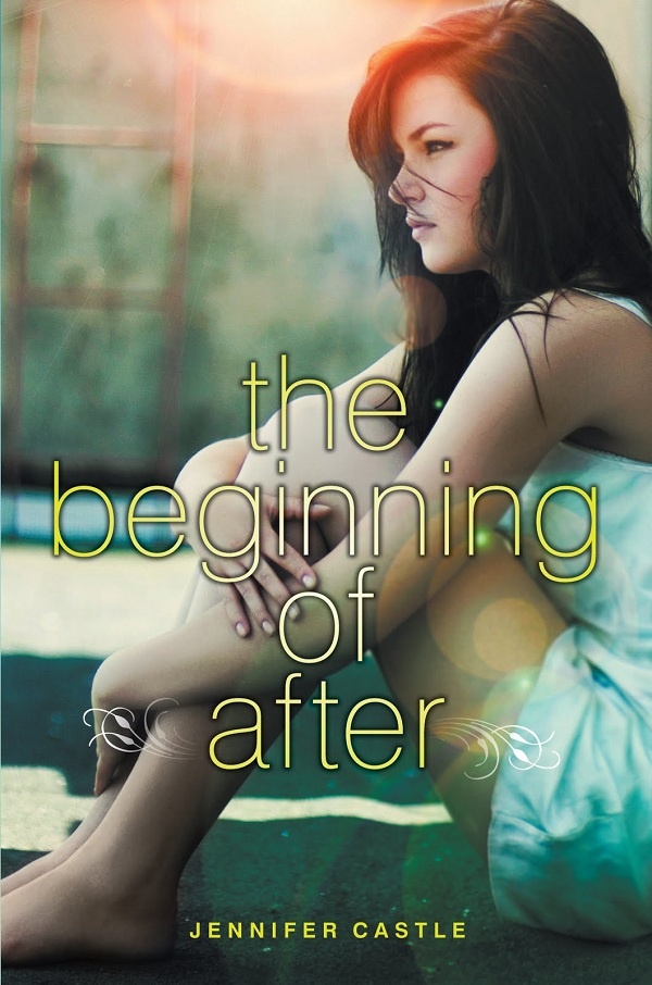 Cover The Beginning of After: A girl holds her legs close as she looks off into the distance