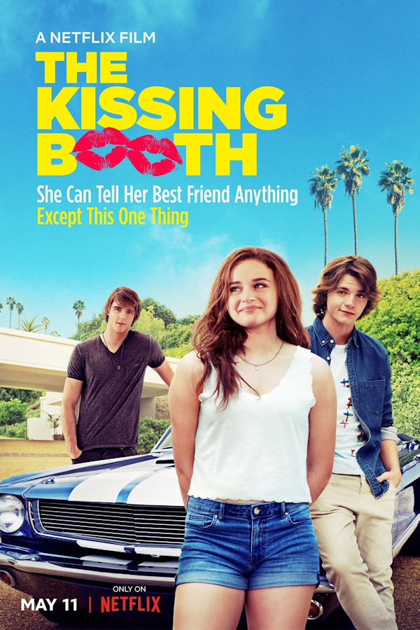 Cover The Kissing Booth: A girl leans of the hood of a car with two guys standing behind her
