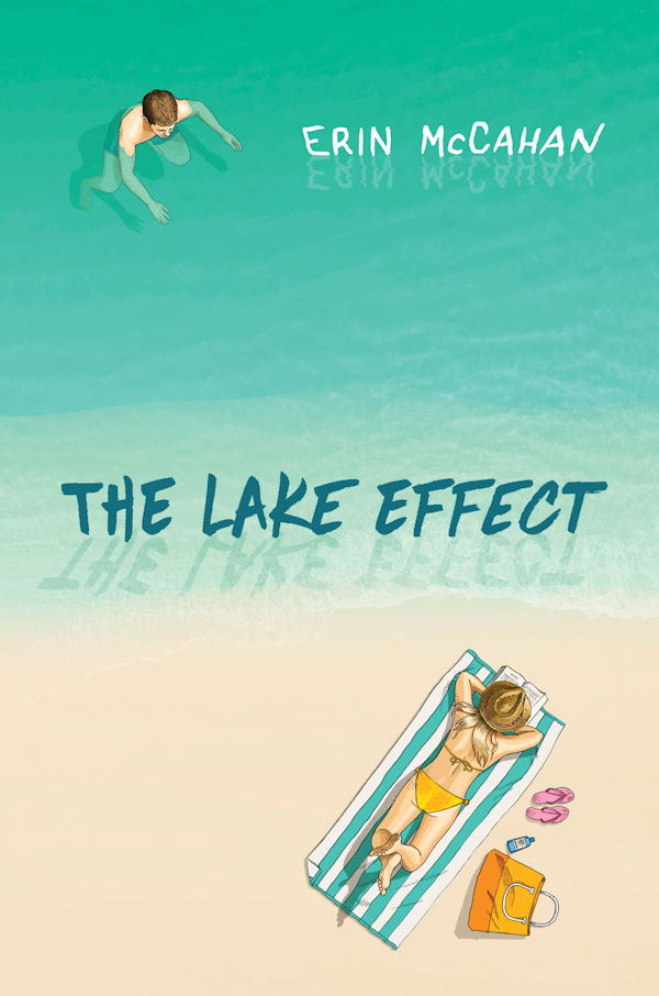 Cover The Lake Effect: A girl lying on a towel on the beach while a boy stands in the water