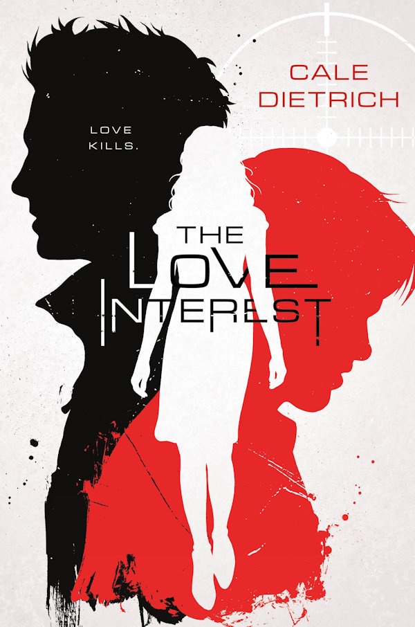 Cover The Love Interest: A white outline of a girl in front of two red and black outlines of boys