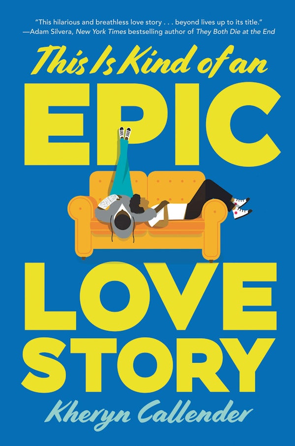 Cover This Is Kind of an Epic Love Story: Two boys lay on a couch in the middle of a blue background amid the title