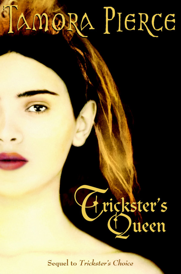 Cover of Trickster's Queen: Close up of half of Aly's face, she's wearing a headband
