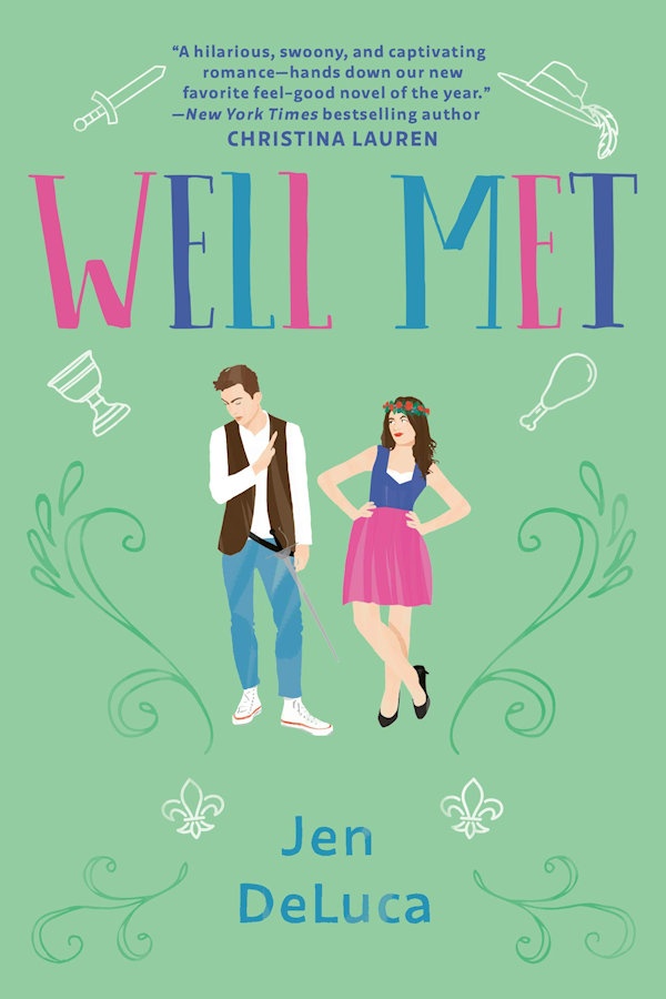 Cover Well Met: A light green background with two cartoon characters standing in the center