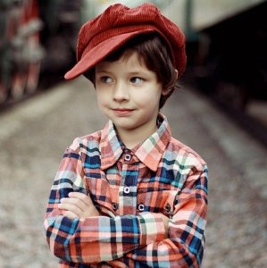 Adorable brown haired boy of about 6