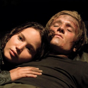 Katniss and Peeta from the Hunger Games film