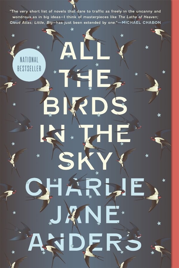 Cover of All the Birds in the Sky. Plain blue cover, speckled with birds and stars