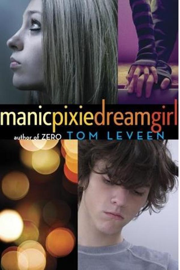 Cover of manicpixiedream girl. Two giant teen faces, male and female