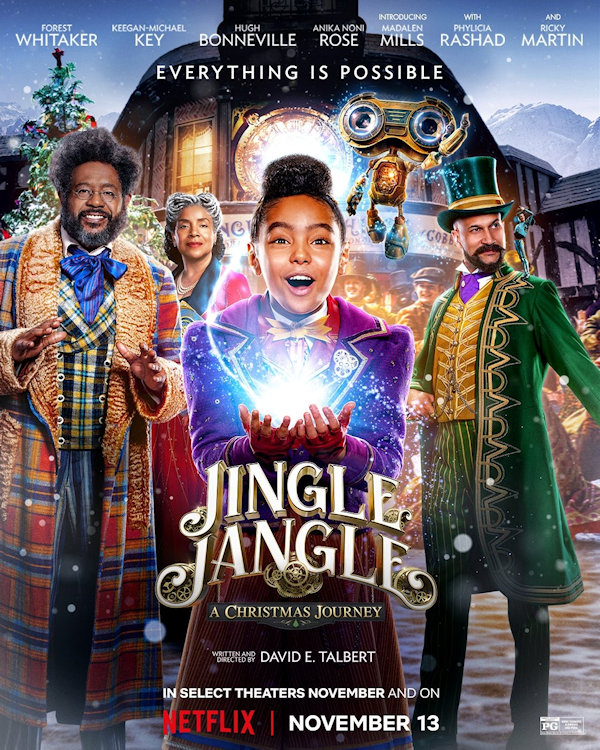 Jingle Jangle Cover: A young girl holds a glowing ball with the rest of the cast around her