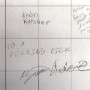 Brian's 7th grade yearbook 'To a f*cking dick"