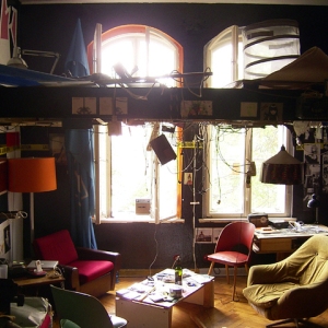 An eclectic dorm or apartment