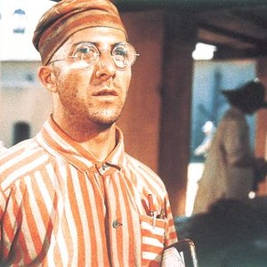 Dustin Hoffman in prison stripes in Papillon